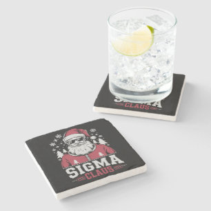 Sigma Claus Cool Santa Christmas Rizz Rizzler Meme Stone Coaster