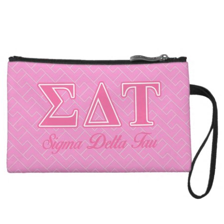 Sigma Delta Tau Pink Letters Wristlet