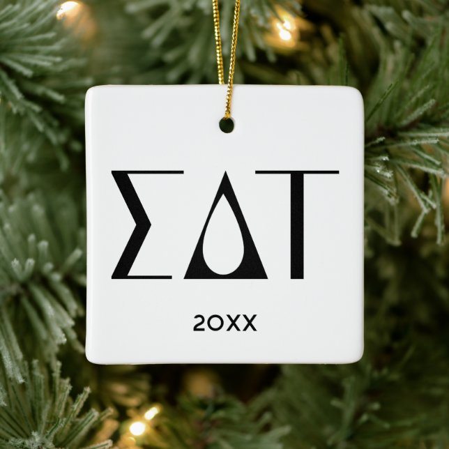 Sigma Delta Tau Sorority Greek Letters Logo Ceramic Ornament (Tree)