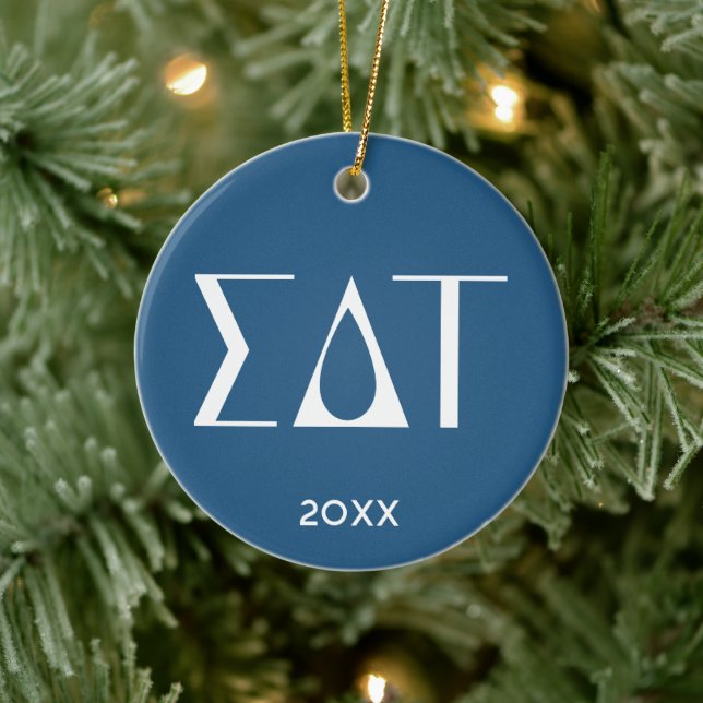Sigma Delta Tau Sorority Greek Letters Logo Ceramic Ornament (Tree)