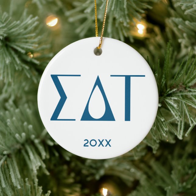 Sigma Delta Tau Sorority Greek Letters Logo Ceramic Ornament (Tree)