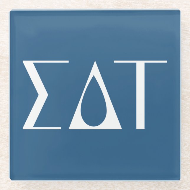 Sigma Delta Tau Sorority Greek Letters Logo Glass Coaster (Front)