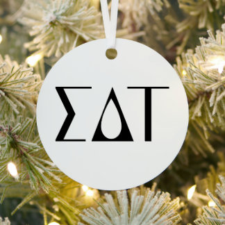 Sigma Delta Tau Sorority Greek Letters Logo Metal Ornament