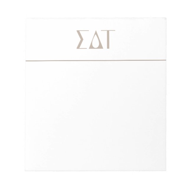 Sigma Delta Tau Sorority Greek Letters Logo Notepad (Front)