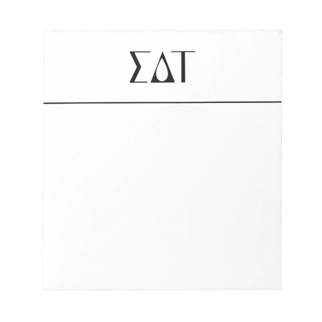 Sigma Delta Tau Sorority Greek Letters Logo Notepad (Front)