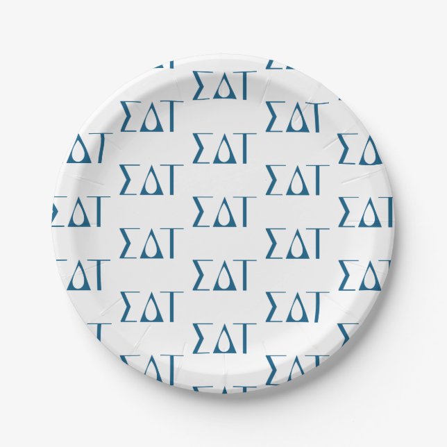 Sigma Delta Tau Sorority Greek Letters Logo Paper Plates (Front)