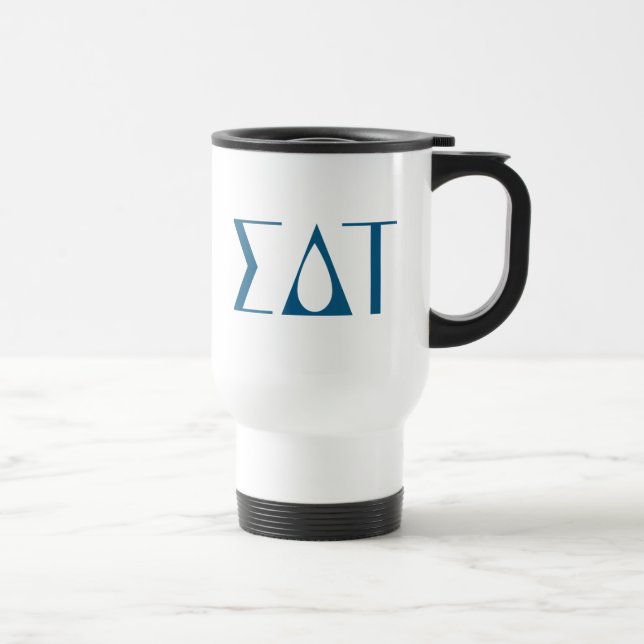 Sigma Delta Tau Sorority Greek Letters Logo Travel Mug (Right)