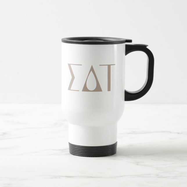 Sigma Delta Tau Sorority Greek Letters Logo Travel Mug (Right)