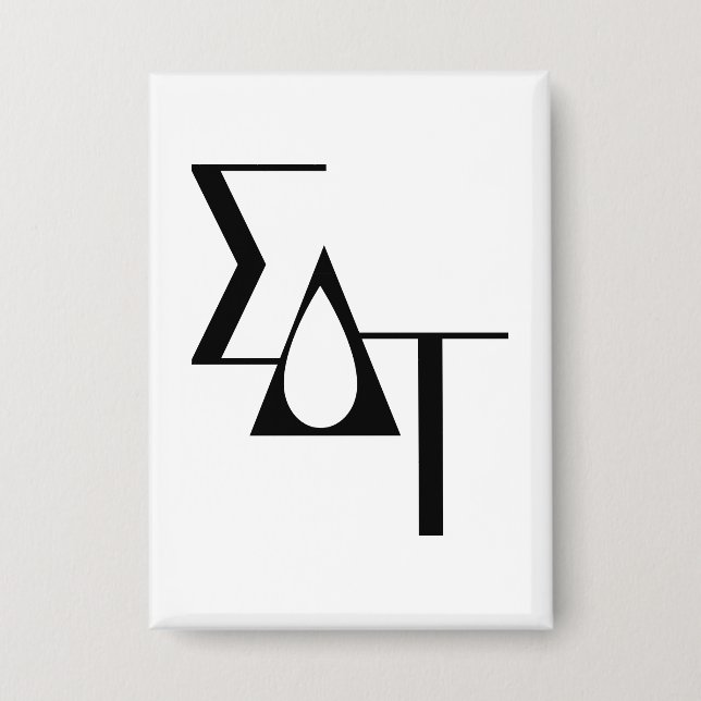 Sigma Delta Tau Sorority Greek Letters Teardrop Button (Front)