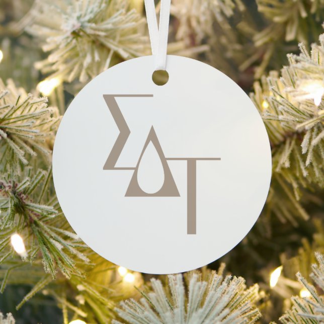 Sigma Delta Tau Sorority Greek Letters Teardrop Metal Ornament (Insitu)