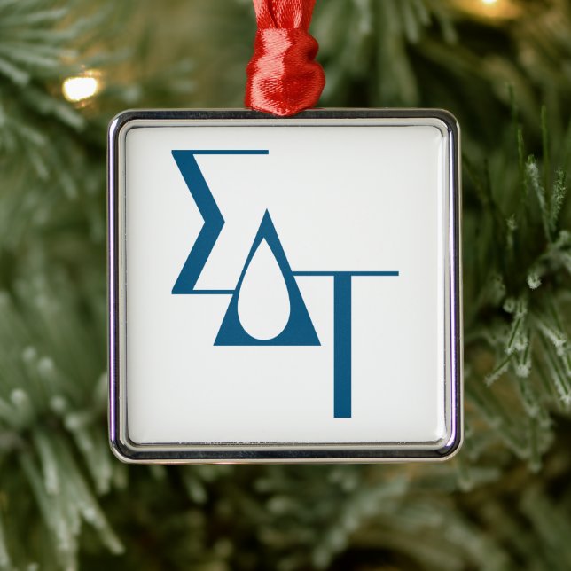Sigma Delta Tau Sorority Greek Letters Teardrop Metal Ornament (Tree)