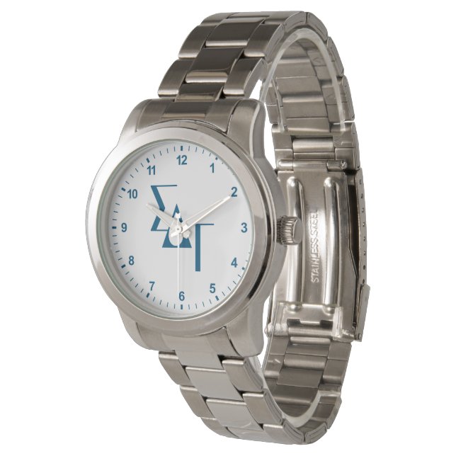 Sigma Delta Tau Sorority Greek Letters Teardrop Watch (Angled)