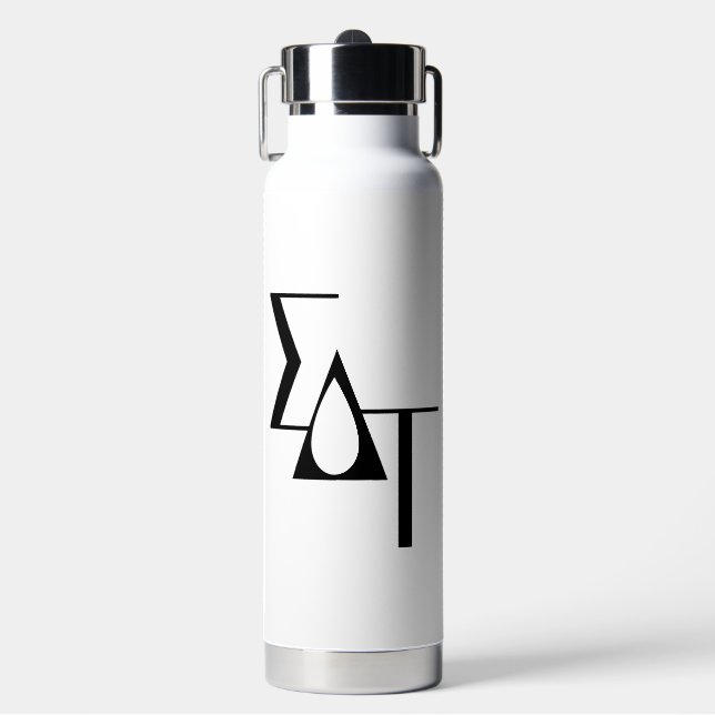 Sigma Delta Tau Sorority Greek Letters Teardrop Water Bottle (Front)