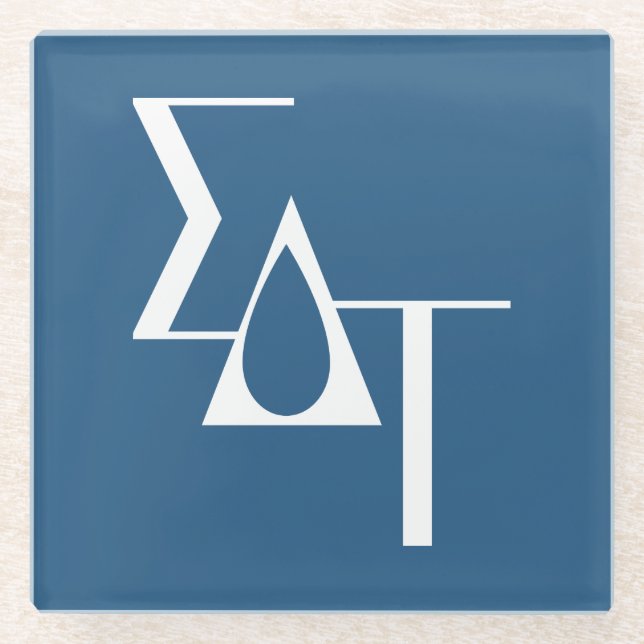 Sigma Delta Tau Sorority Horizontal Torch Logo Glass Coaster (Front)