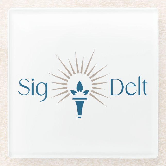 Sigma Delta Tau Sorority Torch Emblem Glass Coaster (Front)