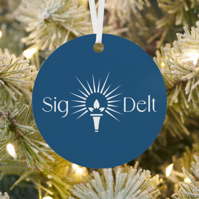 Sigma Delta Tau Sorority Torch Emblem Metal Ornament (Insitu)