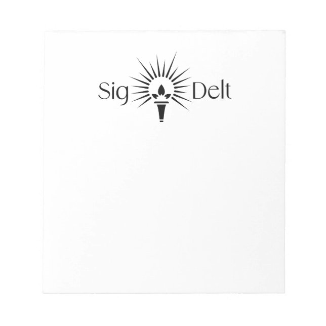 Sigma Delta Tau Sorority Torch Emblem Notepad (Front)