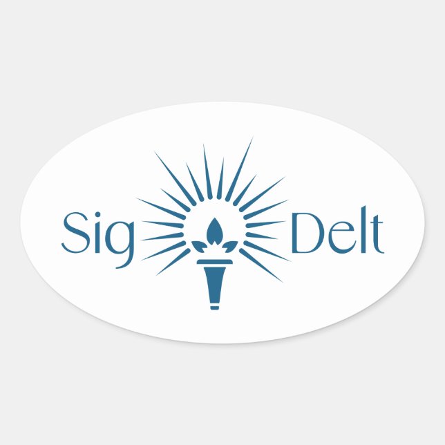 Sigma Delta Tau Sorority Torch Emblem Oval Sticker (Front)