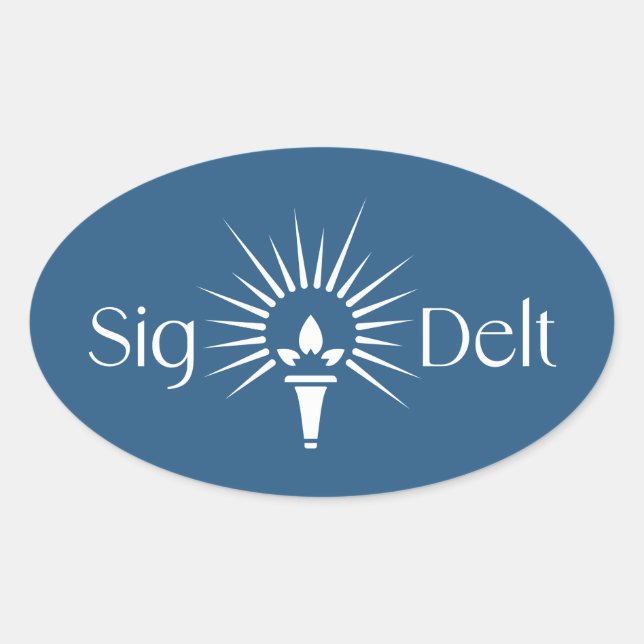 Sigma Delta Tau Sorority Torch Emblem Oval Sticker (Front)
