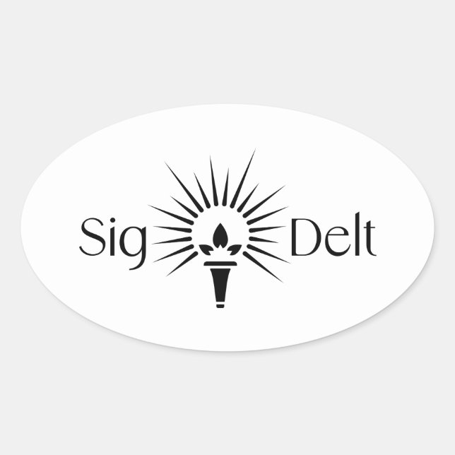 Sigma Delta Tau Sorority Torch Emblem Oval Sticker (Front)