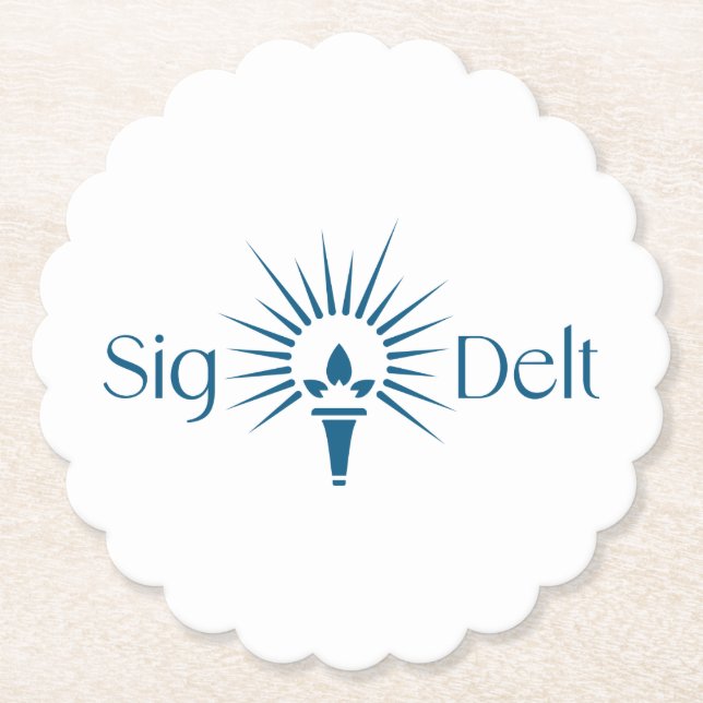 Sigma Delta Tau Sorority Torch Emblem Paper Coaster (Front)