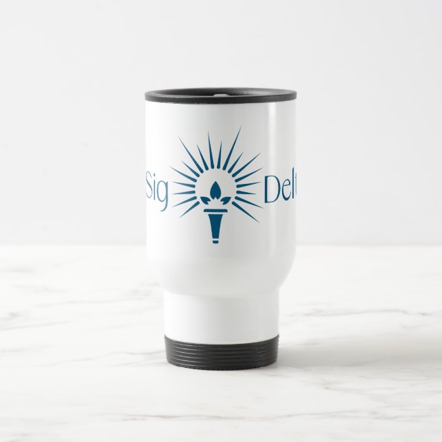 Sigma Delta Tau Sorority Torch Emblem Travel Mug (Center)
