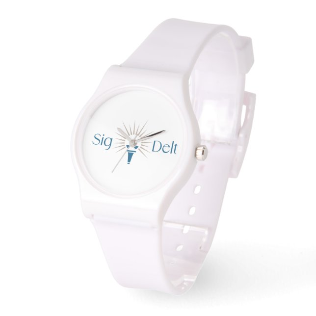 Sigma Delta Tau Sorority Torch Emblem Watch (Angle)