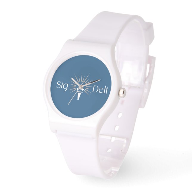 Sigma Delta Tau Sorority Torch Emblem Watch (Angle)