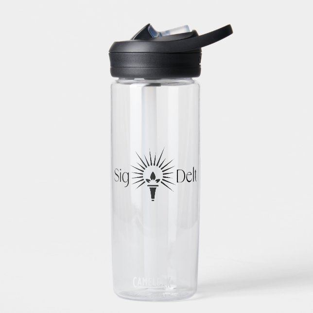 Sigma Delta Tau Sorority Torch Emblem Water Bottle (Left)
