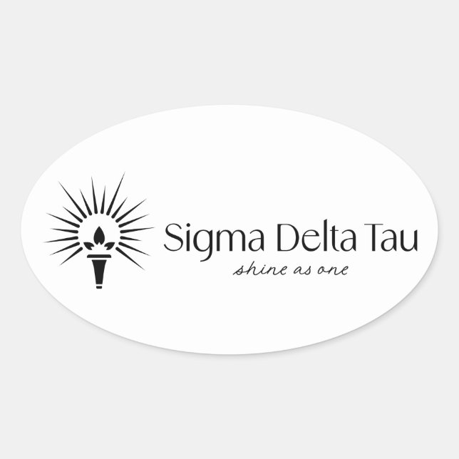 Sigma Delta Tau Sorority Torch & Sunburst 6 Oval Sticker (Front)