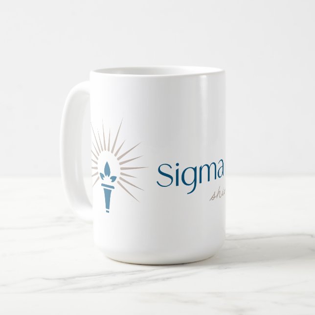 Sigma Delta Tau Sorority Torch & Sunburst Coffee Mug (Front Left)