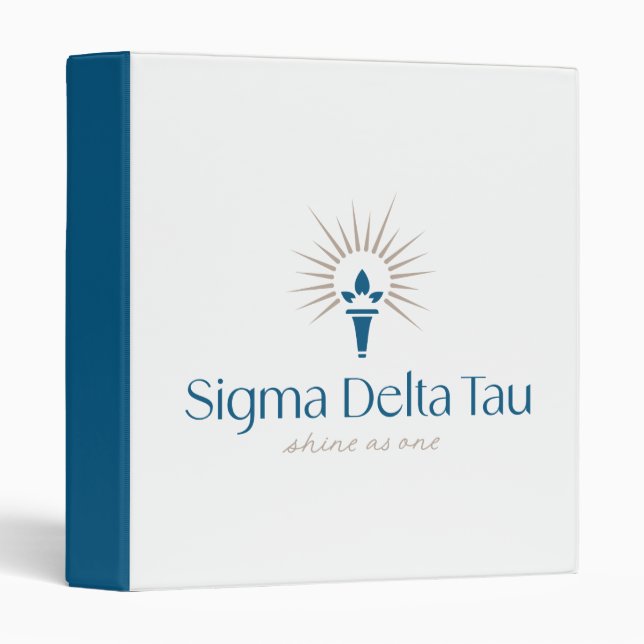 Sigma Delta Tau Sorority Torch & Sunburst Logo 3 Ring Binder (Front/Spine)