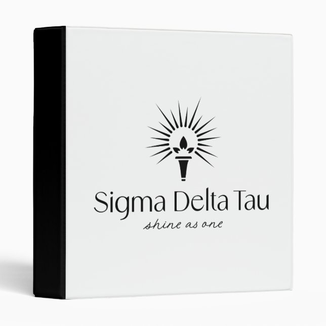 Sigma Delta Tau Sorority Torch & Sunburst Logo 3 Ring Binder (Front/Spine)