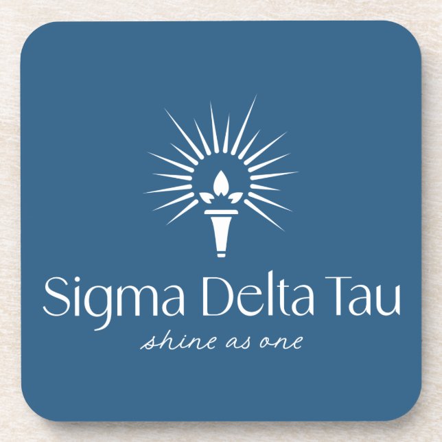 Sigma Delta Tau Sorority Torch & Sunburst Logo Beverage Coaster (Front)
