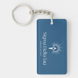 Sigma Delta Tau Sorority Torch & Sunburst Logo Keychain