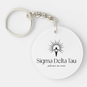 Sigma Delta Tau Sorority Torch & Sunburst Logo Keychain