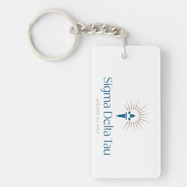 Sigma Delta Tau Sorority Torch & Sunburst Logo Keychain (Front)