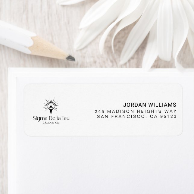 Sigma Delta Tau Sorority Torch & Sunburst Logo Label (Insitu)