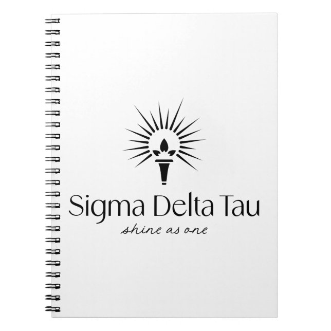 Sigma Delta Tau Sorority Torch & Sunburst Logo Notebook (Front)