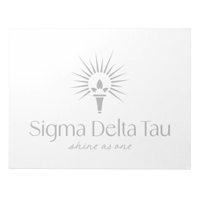 Sigma Delta Tau Sorority Torch & Sunburst Logo Notepad (Front)