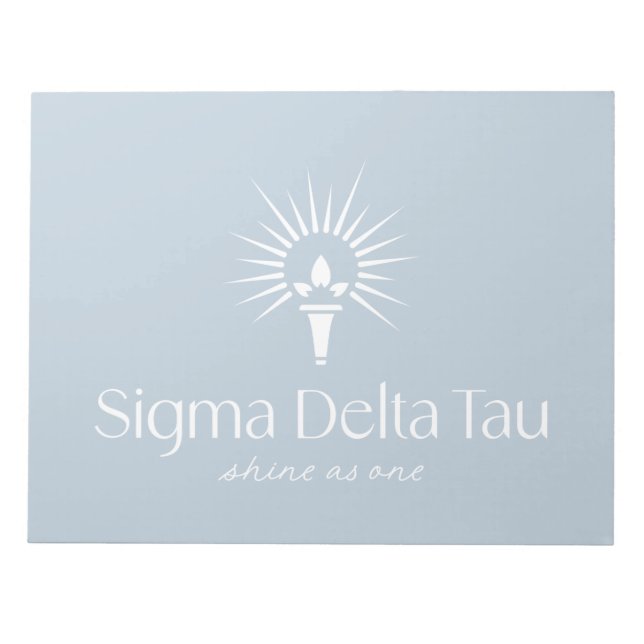 Sigma Delta Tau Sorority Torch & Sunburst Logo Notepad (Front)