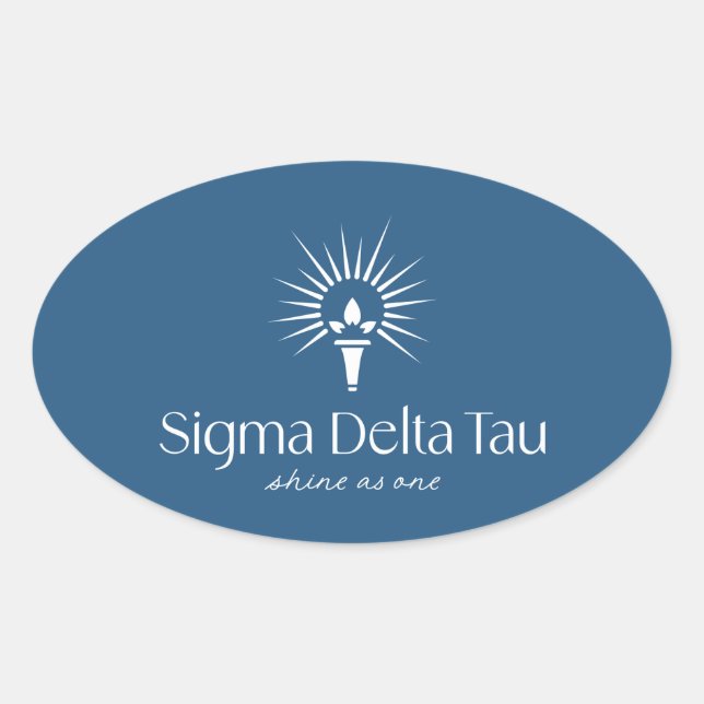 Sigma Delta Tau Sorority Torch & Sunburst Logo Oval Sticker (Front)