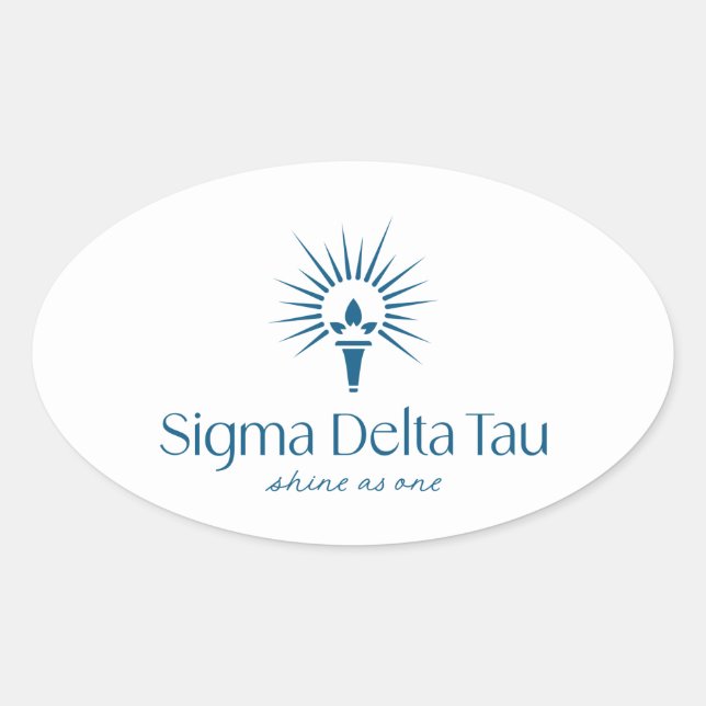 Sigma Delta Tau Sorority Torch & Sunburst Logo Oval Sticker (Front)