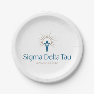 Sigma Delta Tau Sorority Torch & Sunburst Logo Paper Plates