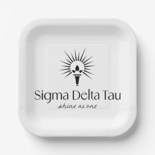 Sigma Delta Tau Sorority Torch & Sunburst Logo Paper Plates