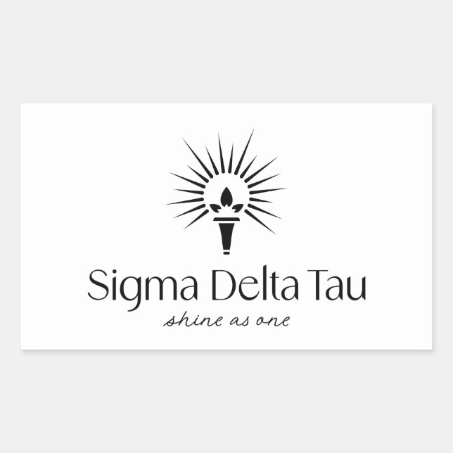 Sigma Delta Tau Sorority Torch & Sunburst Logo Rectangular Sticker (Front)
