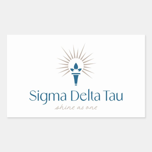 Sigma Delta Tau Sorority Torch & Sunburst Logo Rectangular Sticker (Front)