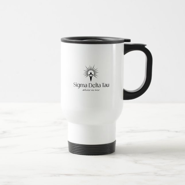 Sigma Delta Tau Sorority Torch & Sunburst Logo Travel Mug (Right)