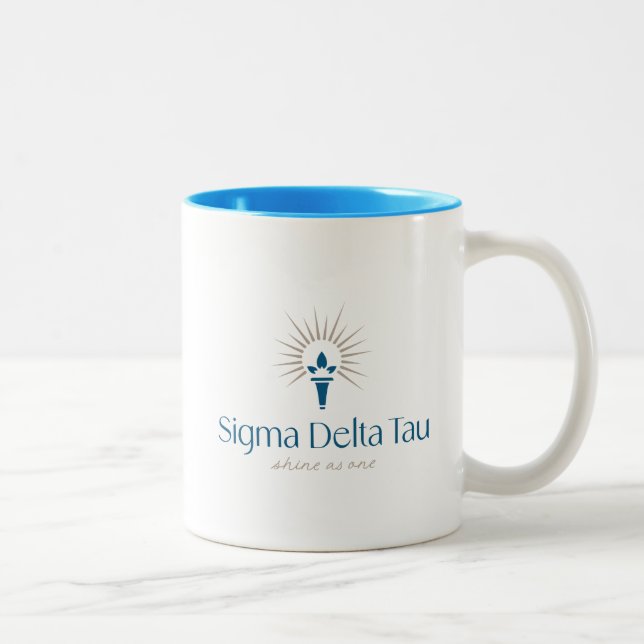 Sigma Delta Tau Sorority Torch & Sunburst Logo Two-Tone Coffee Mug (Right)