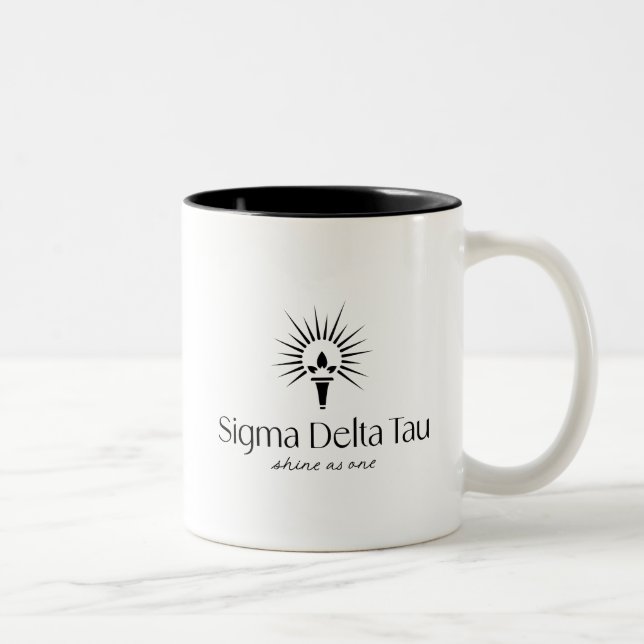 Sigma Delta Tau Sorority Torch & Sunburst Logo Two-Tone Coffee Mug (Right)